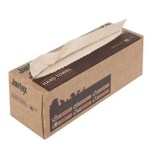 Jantex Green 100% Recycled 1ply Hand Towel 100 Sheets (36 Pack) (1ply Construction | 100 Sheets | Pack Quantity: 36) • PAS-HY595