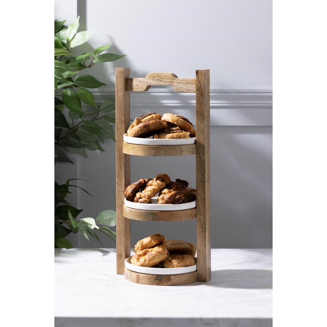 Olympia 3-Tier Stand Mango Wood for 150mm Plates (198(Ø)x300(H)mm | Material: mango wood) • PAS-HY750