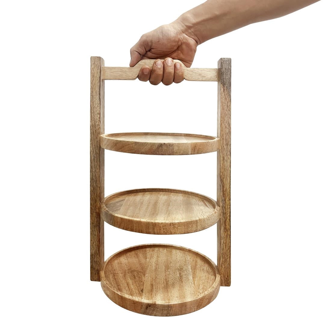 Olympia 3-Tier Stand Mango Wood for 200mm Plates (258(Ø)x305(H)mm | Material: mango wood) • PAS-HY751