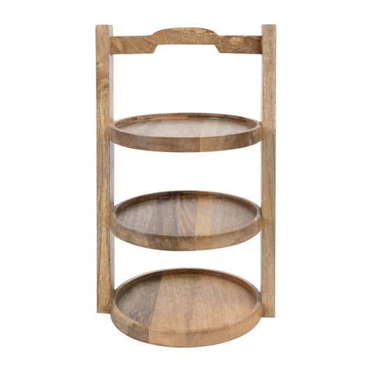 "Olympia 3-Tier Stand Mango Wood for 200mm Plates" (258(Ø)x305(H)mm | Material: mango wood) • PAS-HY751