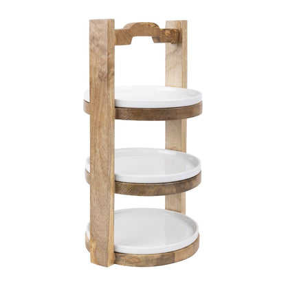 Olympia 3-Tier Stand Mango Wood for 200mm Plates (258(Ø)x305(H)mm | Material: mango wood) • PAS-HY751