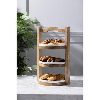 Olympia 3-Tier Stand Mango Wood for 200mm Plates (258(Ø)x305(H)mm | Material: mango wood) • PAS-HY751