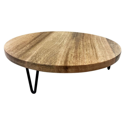 Olympia Round Display Stand Mango Wood with Metal Legs 300x80mm (300(Ø)x80(H)mm | Material: Mango Wood) • PAS-HY752