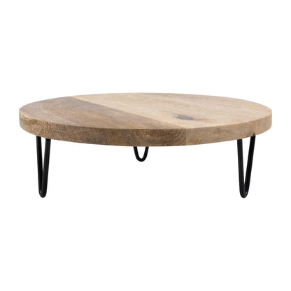 Olympia Round Display Stand Mango Wood with Metal Legs 300x80mm (300(Ø)x80(H)mm | Material: Mango Wood) • PAS-HY752