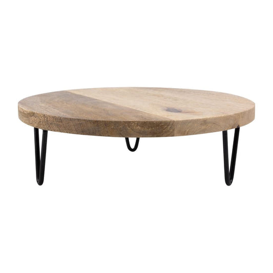 Olympia Round Display Stand Mango Wood with Metal Legs 300x80mm (300(Ø)x80(H)mm | Material: Mango Wood) • PAS-HY752