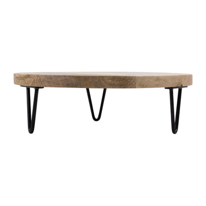 Olympia Round Display Stand Mango Wood with Metal Legs 250x80mm (250(Ø)x80(H)mm | Material: Mango Wood) • PAS-HY753