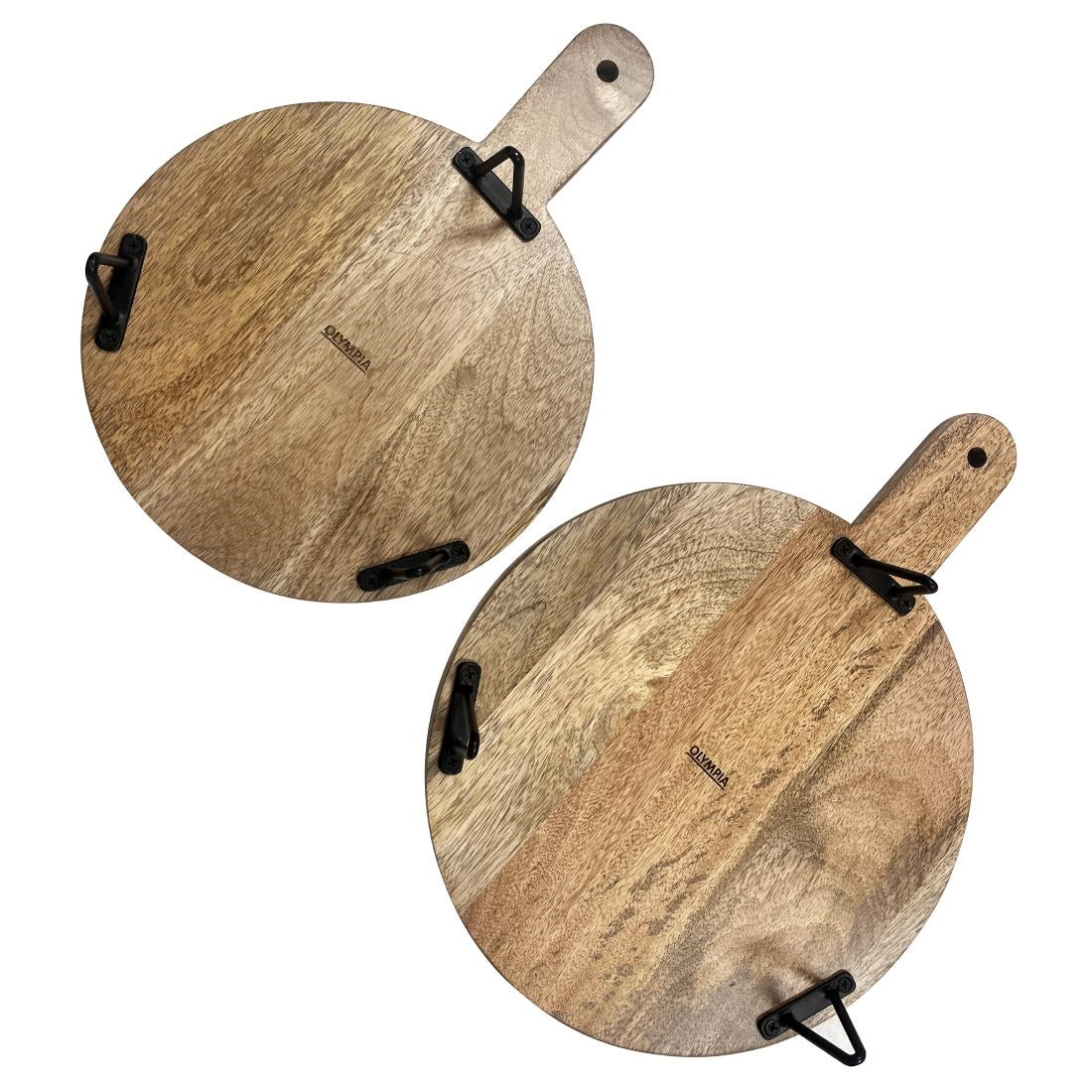 Olympia Round Handled Display Stand Mango Wood with Metal Legs 350x250x80mm (350(L)x250(W)x80(H)mm | Material: mango wood) • PAS-HY755