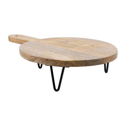 Olympia Round Handled Display Stand Mango Wood with Metal Legs 350x250x80mm (350(L)x250(W)x80(H)mm | Material: mango wood) • PAS-HY755
