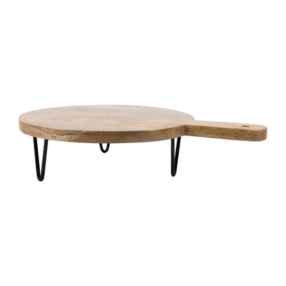 Olympia Round Handled Display Stand Mango Wood with Metal Legs 350x250x80mm (350(L)x250(W)x80(H)mm | Material: mango wood) • PAS-HY755