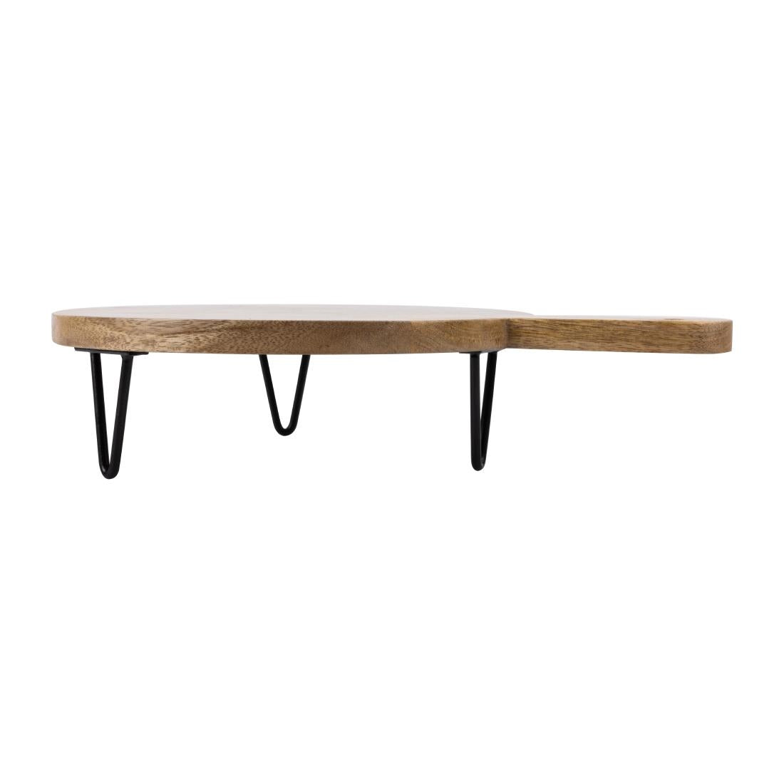 Olympia Round Handled Display Stand Mango Wood with Metal Legs 350x250x80mm (350(L)x250(W)x80(H)mm | Material: mango wood) • PAS-HY755