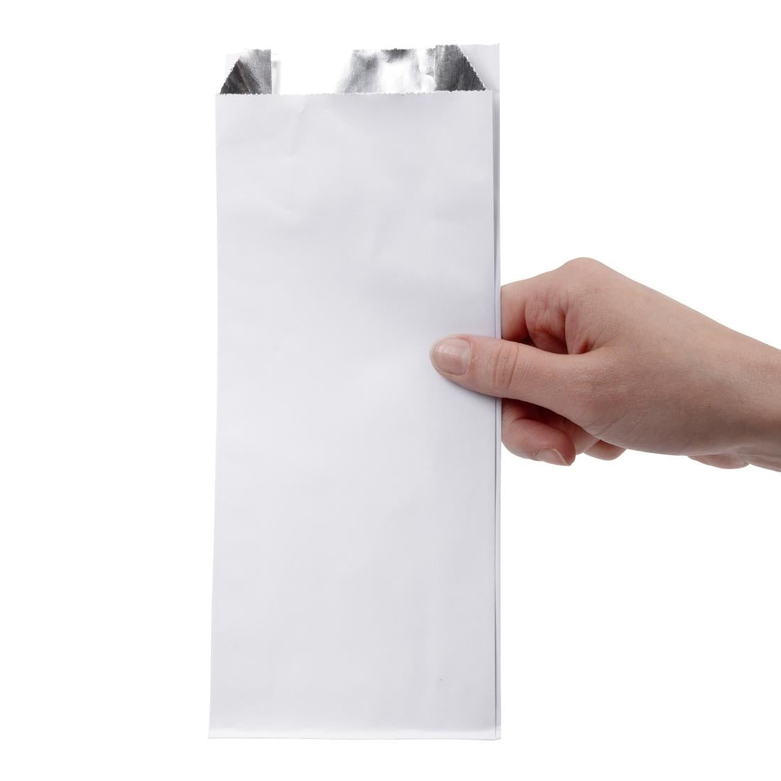 Fiesta Recyclable Foil Lined Paper Bags 250x100x45mm (500 Pack) (Foil lining keeps food warm & fresh. Pack quantity: 500. Paper weight: 73gsm) • PAS-HY772