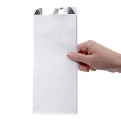 Fiesta Recyclable Foil Lined Paper Bags 250x100x45mm (500 Pack) (Foil lining keeps food warm & fresh. Pack quantity: 500. Paper weight: 73gsm) • PAS-HY772