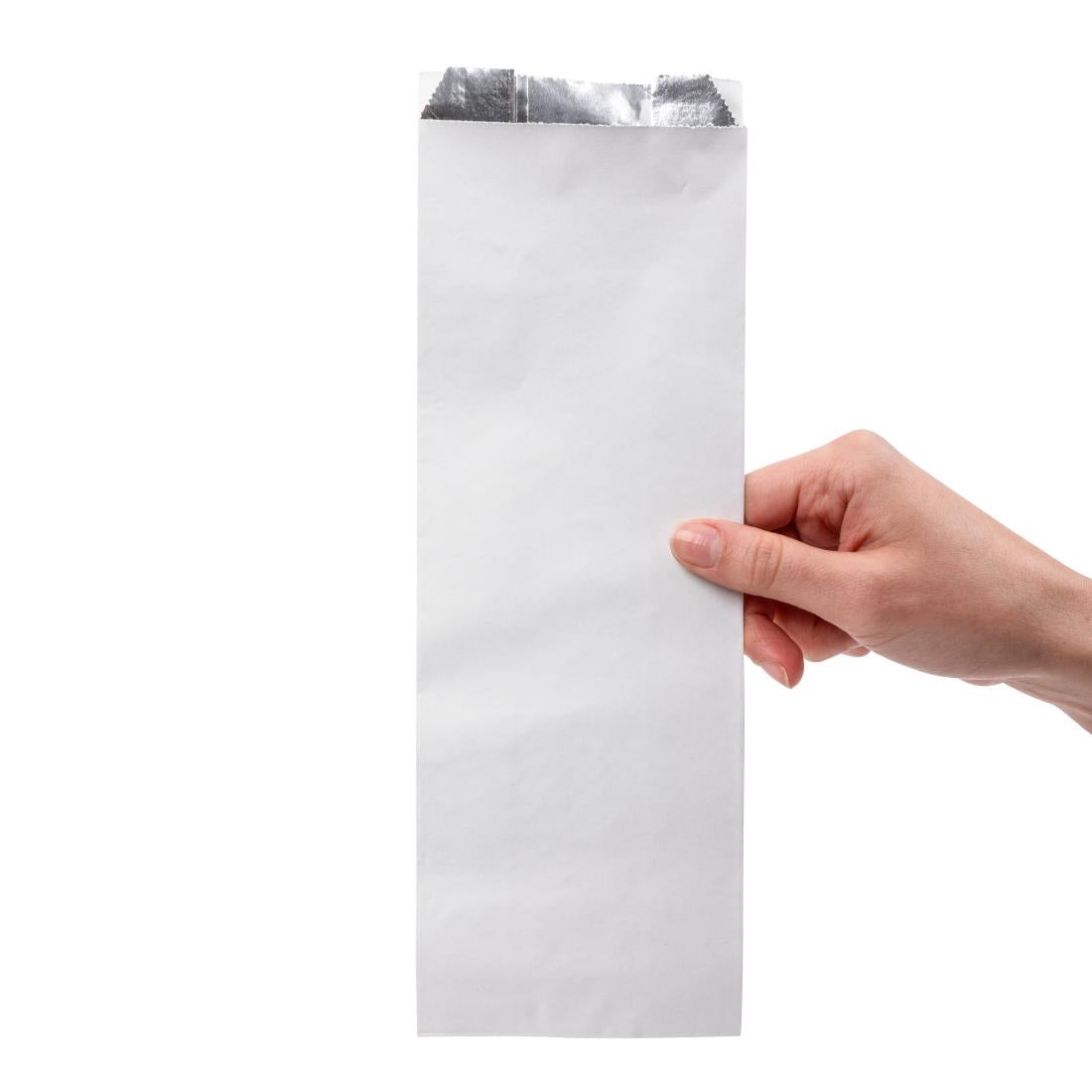 Fiesta Recyclable Foil Lined Paper Bags 300x100x60mm (500 Pack) (Foil lining keeps food warm & fresh | Pack quantity: 500 | Paper weight: 73gsm) • PAS-HY773