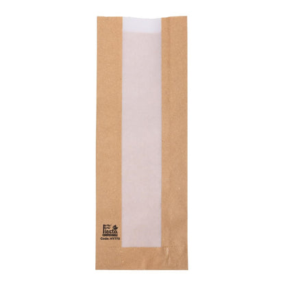 Fiesta Compostable Baguette Bags with Glassine Window 300x100x60mm ( 1000 Pack) (300(L)x100(W)x60(D)mm. Pack Quantity: 1000. FSC Recycled) • PAS-HY775