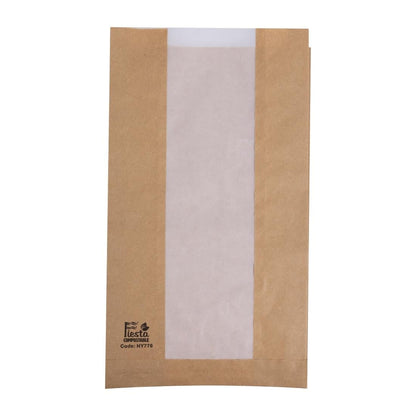 Fiesta Compostable Bread Bags with Glassine Window 320x180x40mm ( 1000 Pack) (320(L)x180(W)x40(D)mm. Pack Quantity: 1000.) • PAS-HY776