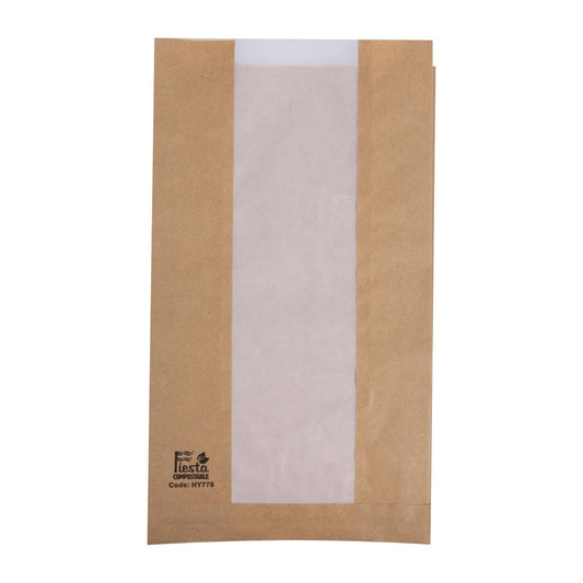 Fiesta Compostable Bread Bags with Glassine Window 320x180x40mm ( 1000 Pack) (320(L)x180(W)x40(D)mm. Pack Quantity: 1000.) • PAS-HY776