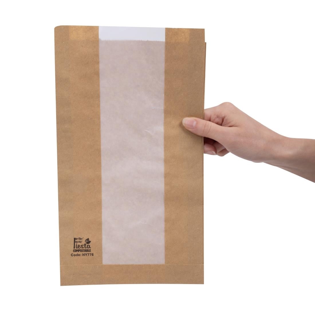 Fiesta Compostable Bread Bags with Glassine Window 320x180x40mm ( 1000 Pack) (320(L)x180(W)x40(D)mm. Pack Quantity: 1000.) • PAS-HY776