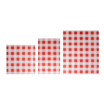 Fiesta Compostable Red Gingham Greaseproof Sheets 380x310mm (Pack 200) • PAS-HY782
