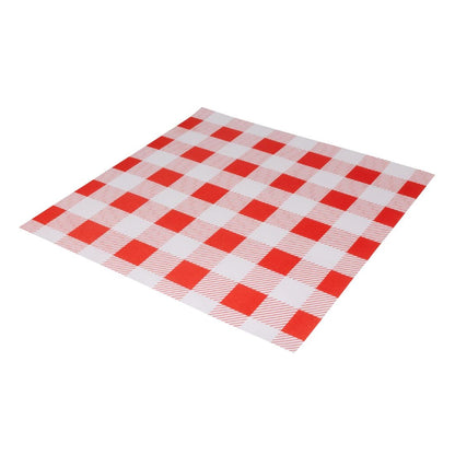 Fiesta Compostable Red Gingham Greaseproof Sheets 250x250mm (200 Pack) (Grease-Resistant. 250(L)x250(W)mm) • PAS-HY780