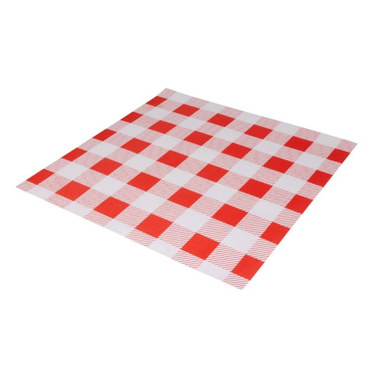 Fiesta Compostable Red Gingham Greaseproof Sheets 250x250mm (200 Pack) (Grease-Resistant. 250(L)x250(W)mm) • PAS-HY780