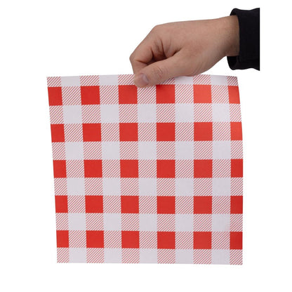Fiesta Compostable Red Gingham Greaseproof Sheets 250x250mm (200 Pack) (Grease-Resistant. 250(L)x250(W)mm) • PAS-HY780
