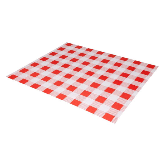 Fiesta Compostable Red Gingham Greaseproof Sheets 380x310mm (200 Pack) (Grease-Resistant. 380(L)x310(W)mm) • PAS-HY782