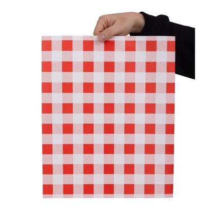 Fiesta Compostable Red Gingham Greaseproof Sheets 380x310mm (Pack 200) • PAS-HY782