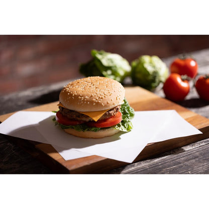 Fiesta Compostable Burger Wraps White 250x300mm (200 Pack) (Grease-Resistant. 250(W)x300(L)mm) • PAS-HY789