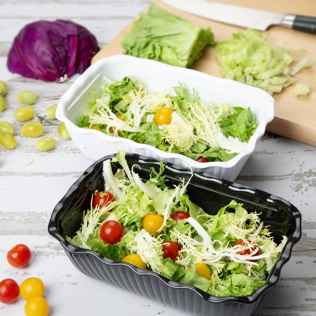 Olympia Kristallon Medium Salad Crock - Black (2Ltr | Material: SAN | Size: 262(L)x173(W)x81(H)mm) • PAS-HY803