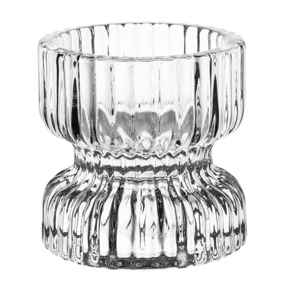 Olympia Tealight/Candle Holder Glass Ridged - 52x52mm (6 Pack) (52(Ø) x 52(H)mm | Holds standard 38(Ø)mm tealights | Pack Quantity: 6) • PAS-HZ331