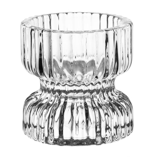 "Olympia Tealight/Candle Holder Glass Ridged - 52x52mm (6 Pack)" (52(Ø) x 52(H)mm | Holds standard 38(Ø)mm tealights | Pack Quantity: 6) • PAS-HZ331