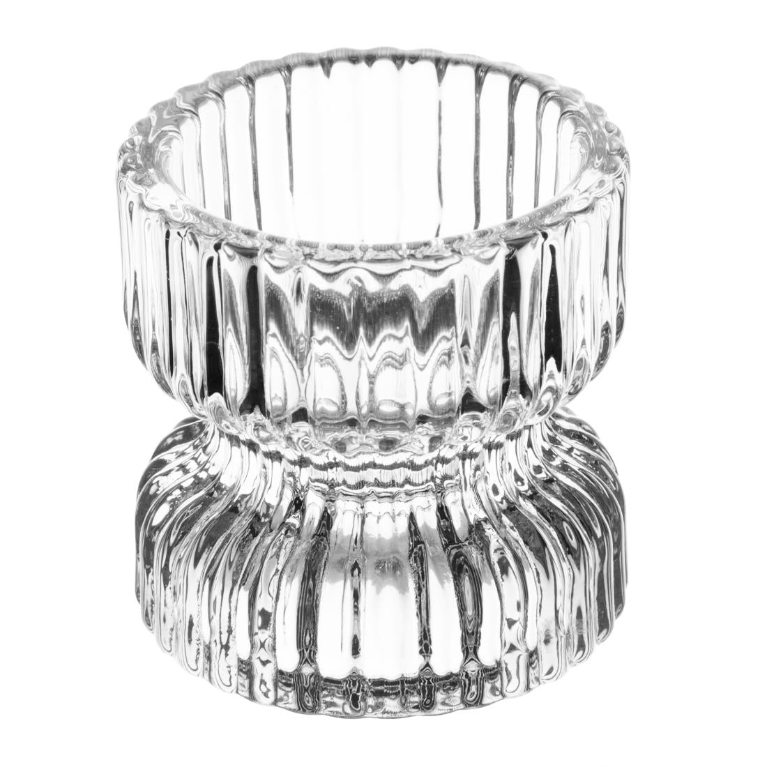 Olympia Tealight/Candle Holder Glass Ridged - 52x52mm (6 Pack) (52(Ø) x 52(H)mm | Holds standard 38(Ø)mm tealights | Pack Quantity: 6) • PAS-HZ331