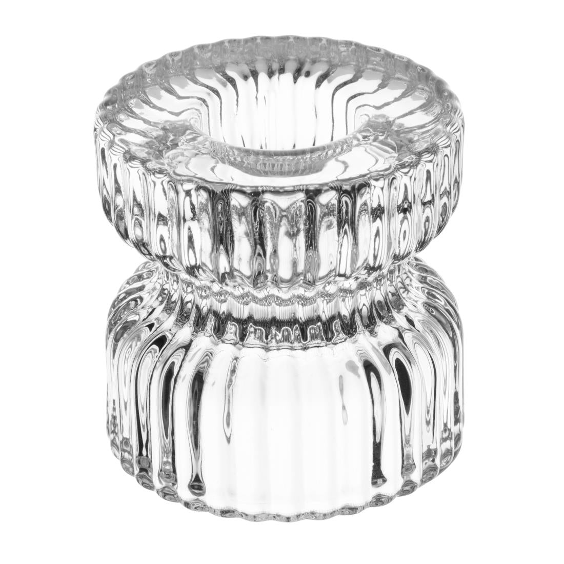 Olympia Tealight/Candle Holder Glass Ridged - 52x52mm (6 Pack) (52(Ø) x 52(H)mm | Holds standard 38(Ø)mm tealights | Pack Quantity: 6) • PAS-HZ331