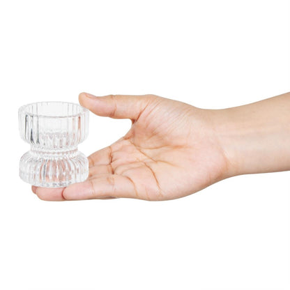 Olympia Tealight/Candle Holder Glass Ridged - 52x52mm (6 Pack) (52(Ø) x 52(H)mm | Holds standard 38(Ø)mm tealights | Pack Quantity: 6) • PAS-HZ331