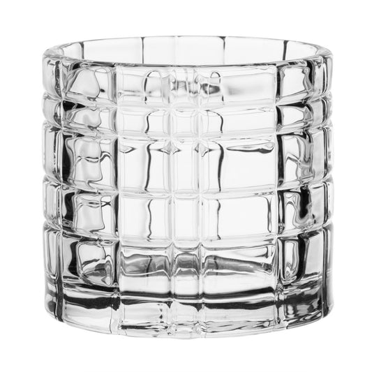 "Olympia Tealight Holder Glass Geo - 64x57mm (6 Pack)" (64(Ø)x57(H)mm | Holds standard 38(Ø)mm tealights | Pack quantity: 6) • PAS-HZ332
