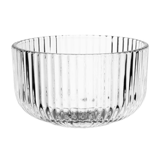 "Olympia Round Ridged Glass Snack Bowl - 105x60mm (6 Pack)" (316ml | Soda Lime Glass | 105(Ø)x60(H)mm) • PAS-HZ337