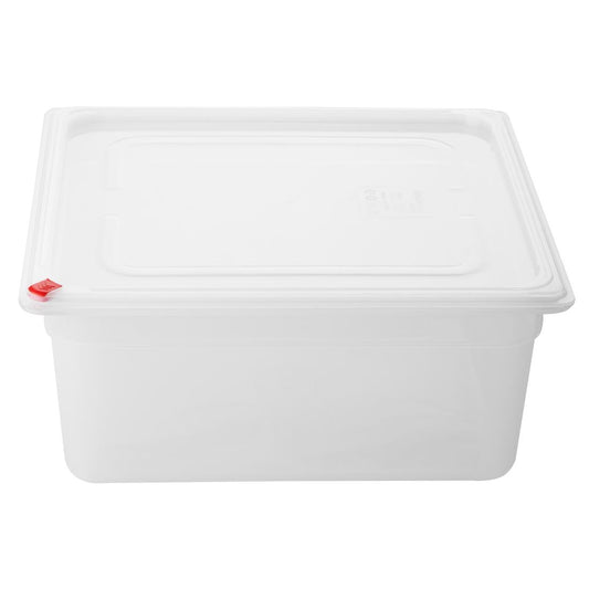 Hygiplas Click PP 2/3 GN 12Ltr Container with Lid & 7 Colour Clips 150mm (4 Pack) (Capacity: 12Ltr | 2/3 Gastronorm Pan | 150mm | Pack of 4) • PAS-HZ351