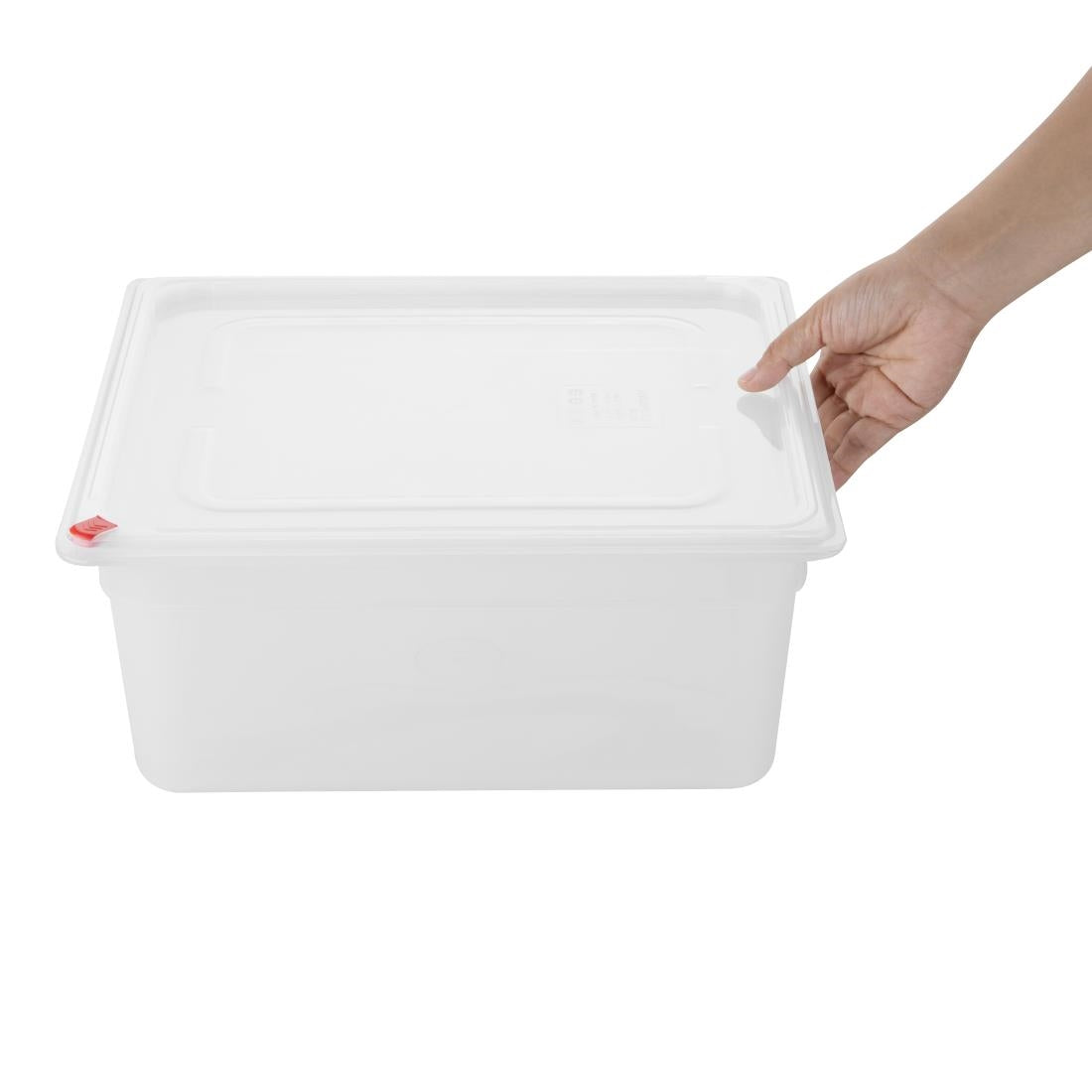 Hygiplas Click PP 2/3 GN 12Ltr Container with Lid & 7 Colour Clips 150mm (4 Pack) (Capacity: 12Ltr | 2/3 Gastronorm Pan | 150mm | Pack of 4) • PAS-HZ351