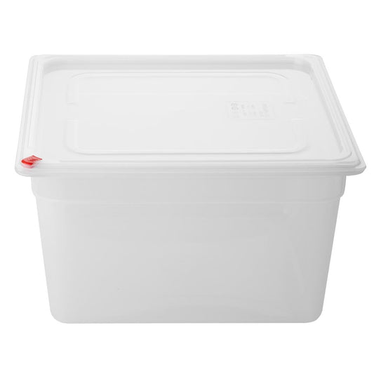 Hygiplas Click PP 2/3 GN 16.1Ltr Container with Lid & 7 Colour Clips 200mm (4 Pack) (Capacity: 16.1Ltr | 2/3 Gastronorm Pan | 200mm | Pack of 4) • PAS-HZ352