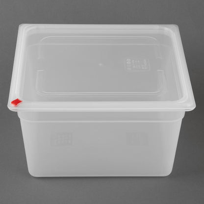 Hygiplas Click PP 2/3 GN 16.1Ltr Container with Lid & 7 Colour Clips 200mm (4 Pack) (Capacity: 16.1Ltr | 2/3 Gastronorm Pan | 200mm | Pack of 4) • PAS-HZ352