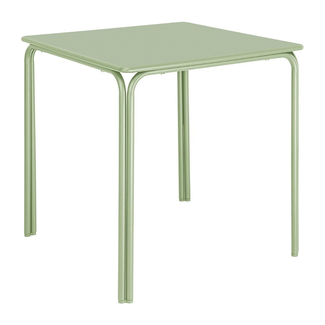 Bolero Adeline Steel Square Table 700mm Light Green (Light green | Powder-coated steel frame | 736(H)x700(W)x700(D)mm) • PAS-HZ357