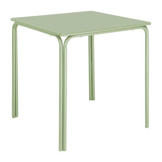 Bolero Adeline Steel Square Table 700mm Light Green (Light green | Powder-coated steel frame | 736(H)x700(W)x700(D)mm) • PAS-HZ357