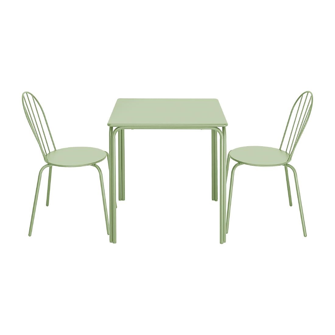 Bolero Adeline Steel Square Table 700mm Light Green (Light green | Powder-coated steel frame | 736(H)x700(W)x700(D)mm) • PAS-HZ357