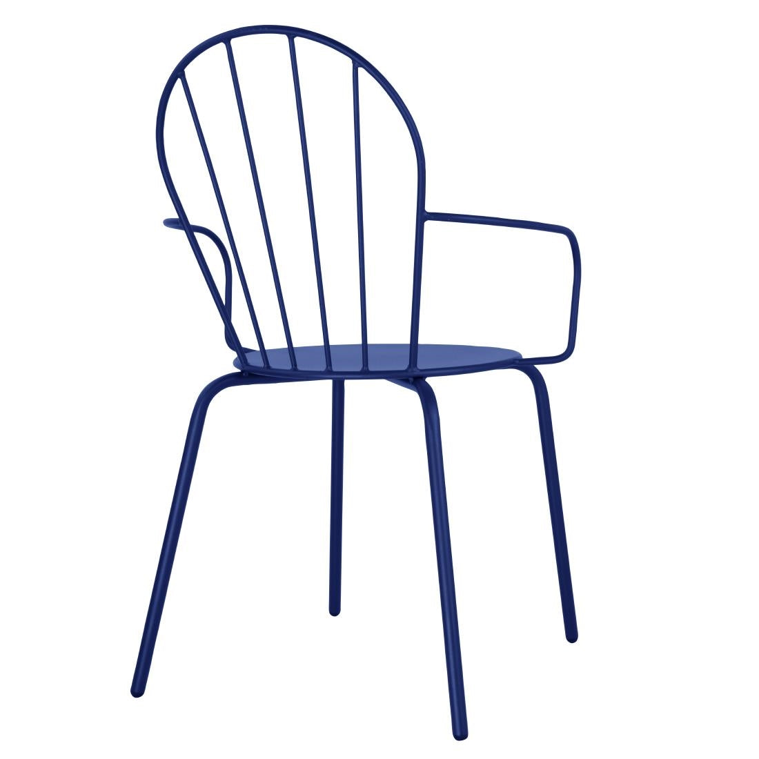 Bolero Adeline Arm Chairs Dark Navy (4 Pack) (Powder-Coated Steel Frame | 855(H)x588(W)x561(D)mm | Pack Quantity: 4) • PAS-HZ359