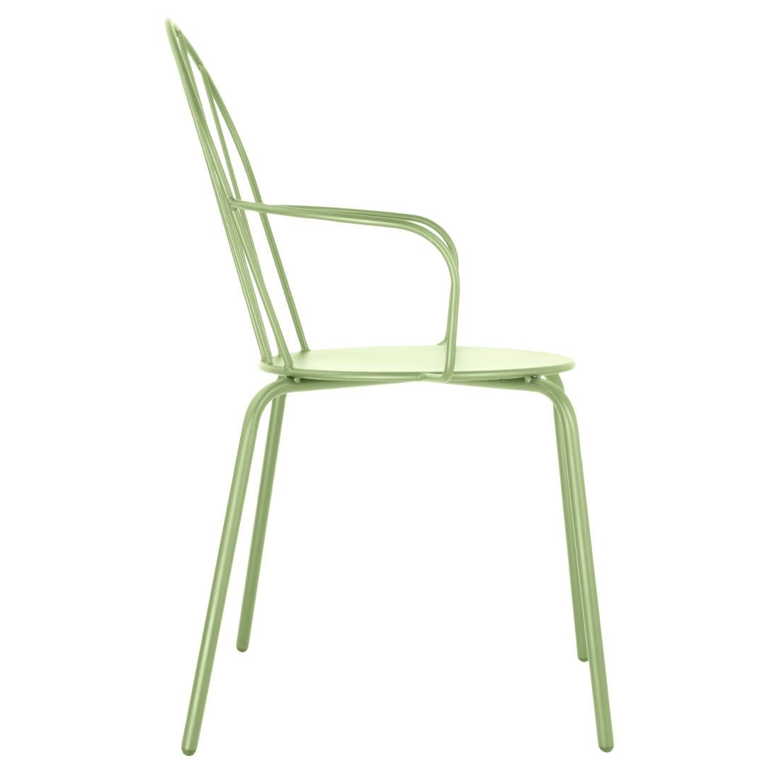 Bolero Adeline Arm Chair Light Green (4 Pack) (Light green . Powder-coated steel frame . 855(H)x588(W)x561(D)mm . Pack quantity: 4) • PAS-HZ360