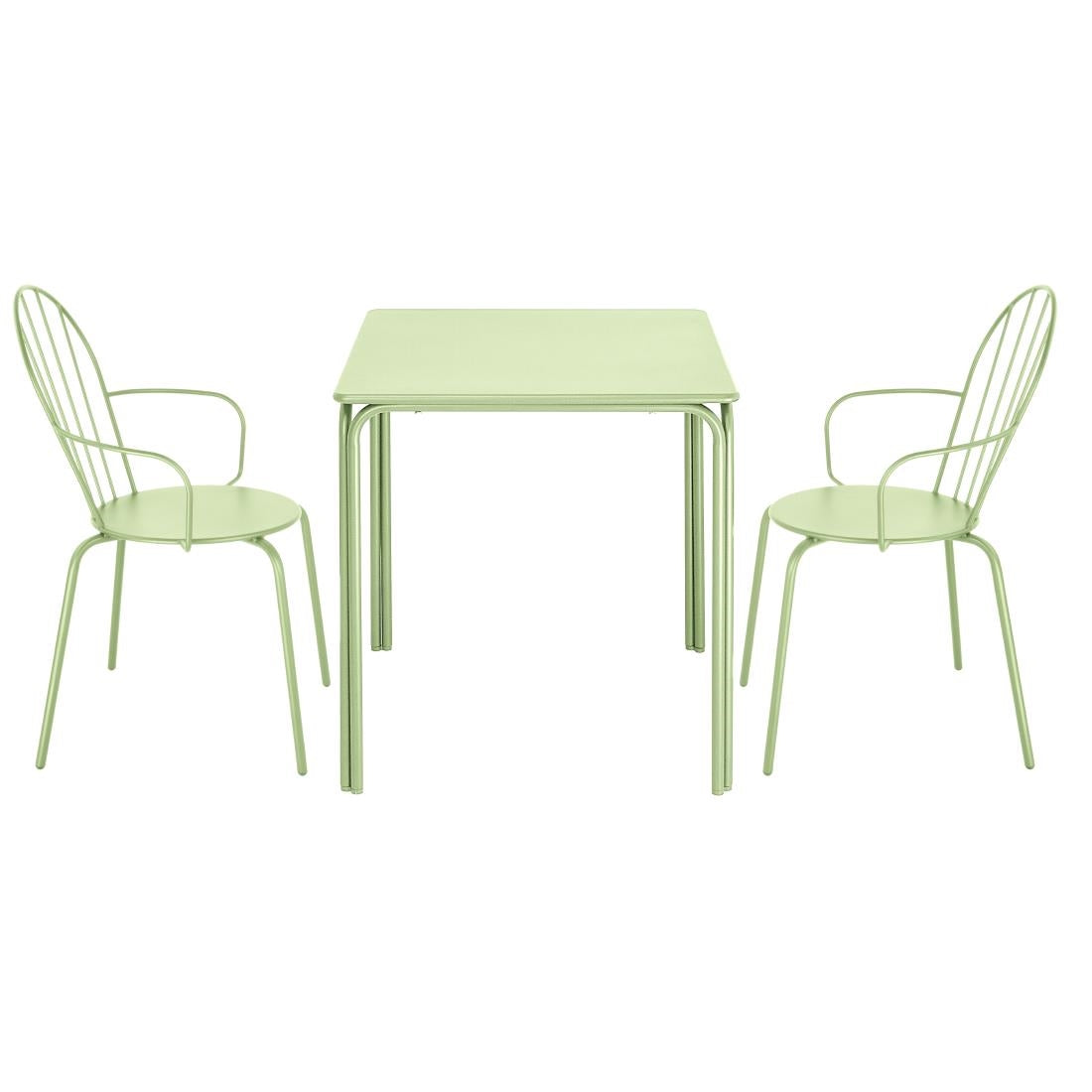 Bolero Adeline Arm Chair Light Green (4 Pack) (Light green . Powder-coated steel frame . 855(H)x588(W)x561(D)mm . Pack quantity: 4) • PAS-HZ360