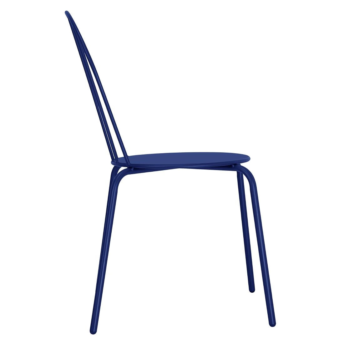 Bolero Adeline Side Chair Dark Navy (4 Pack) (Dark navy. Powder-coated steel frame. 855(H)x480(W)x558(D)mm. Pack quantity: 4) • PAS-HZ362