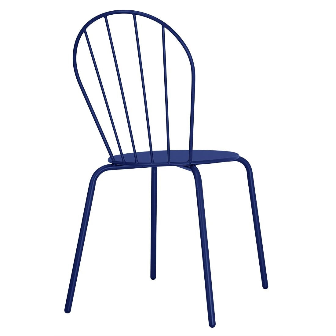 Bolero Adeline Side Chair Dark Navy (4 Pack) (Dark navy. Powder-coated steel frame. 855(H)x480(W)x558(D)mm. Pack quantity: 4) • PAS-HZ362