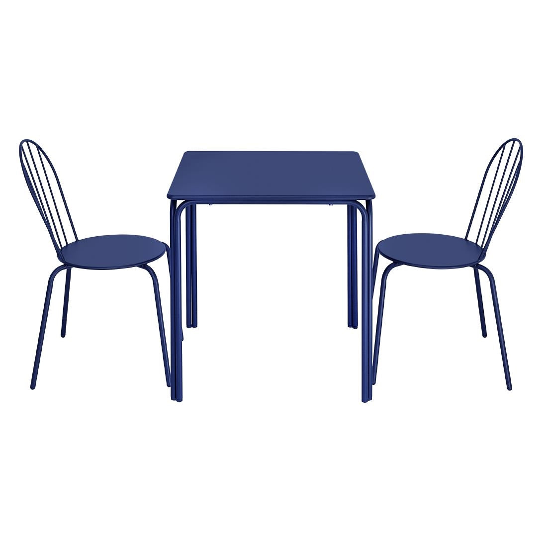 Bolero Adeline Side Chair Dark Navy (4 Pack) (Dark navy. Powder-coated steel frame. 855(H)x480(W)x558(D)mm. Pack quantity: 4) • PAS-HZ362