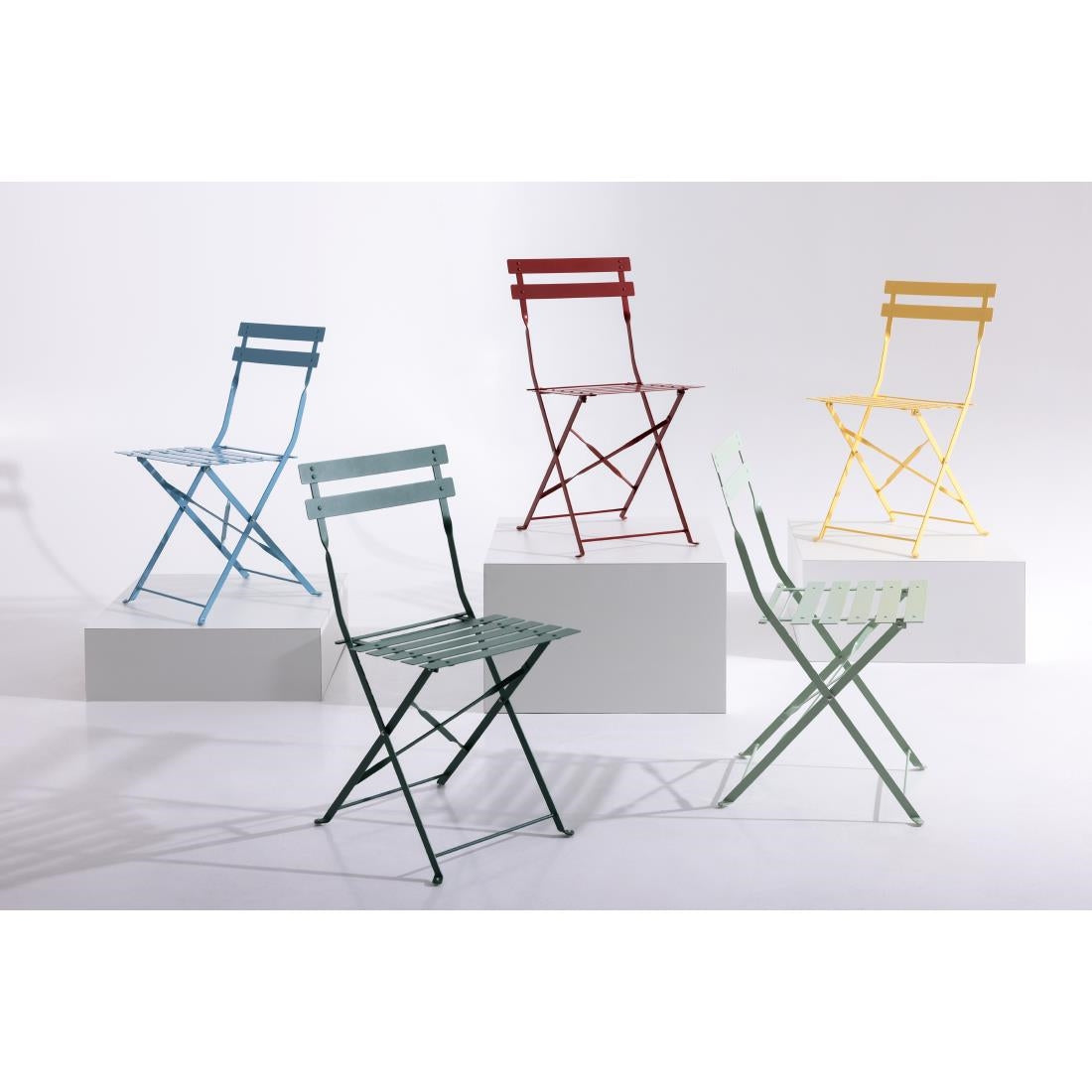 Bolero Red Pavement Style Steel Folding Chairs (2 Pack) • PAS-GH555